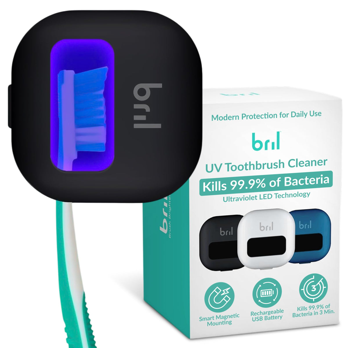 UV C Toothbrush Sanitizer and Holder (Black)
