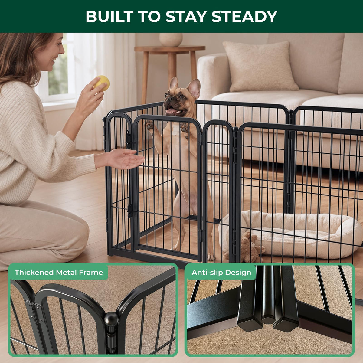 Homeplus Indoor Dog Playpen (Black / 24"H)