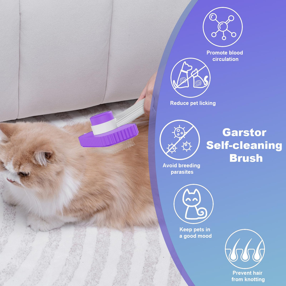 Cat brush Cat Brush for Long or Short Haired Cats (Purple)