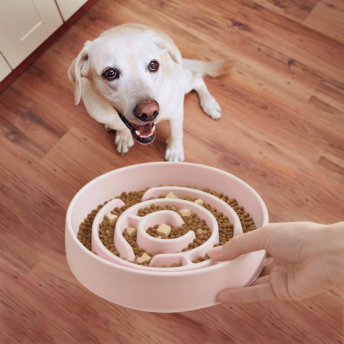 Ceramic Slow Feeder Dog Bowl (Pink)