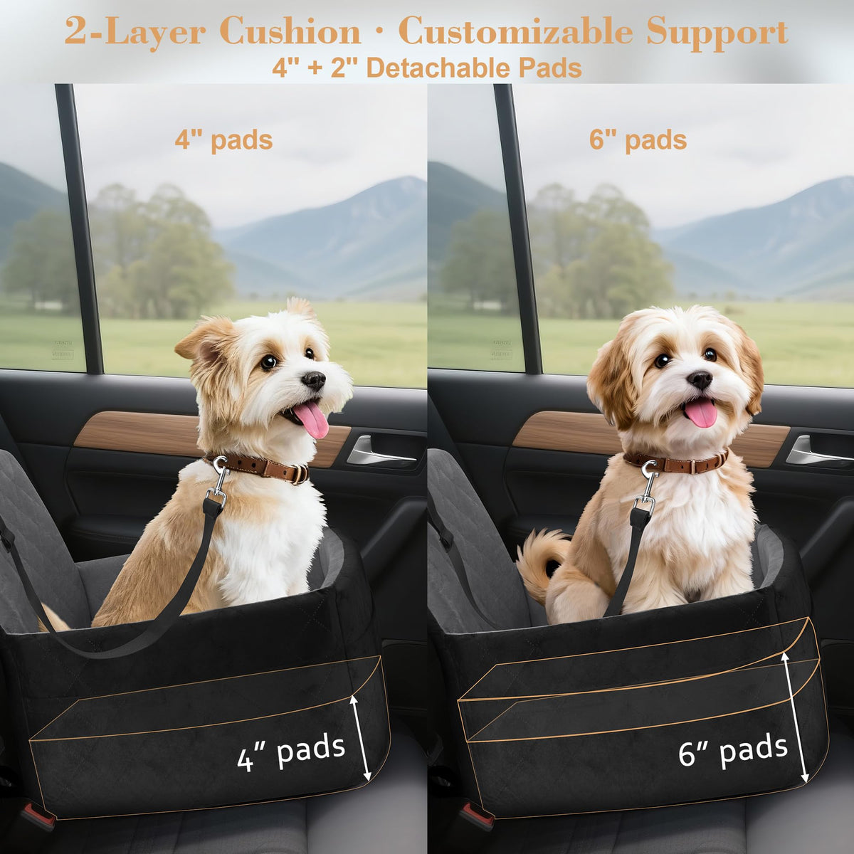 Dog Car Seat for Small (grey+black)