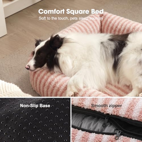 Dog Beds Large Sized Dogs (Pink / L(36"Lx27"Wx8"Th))
