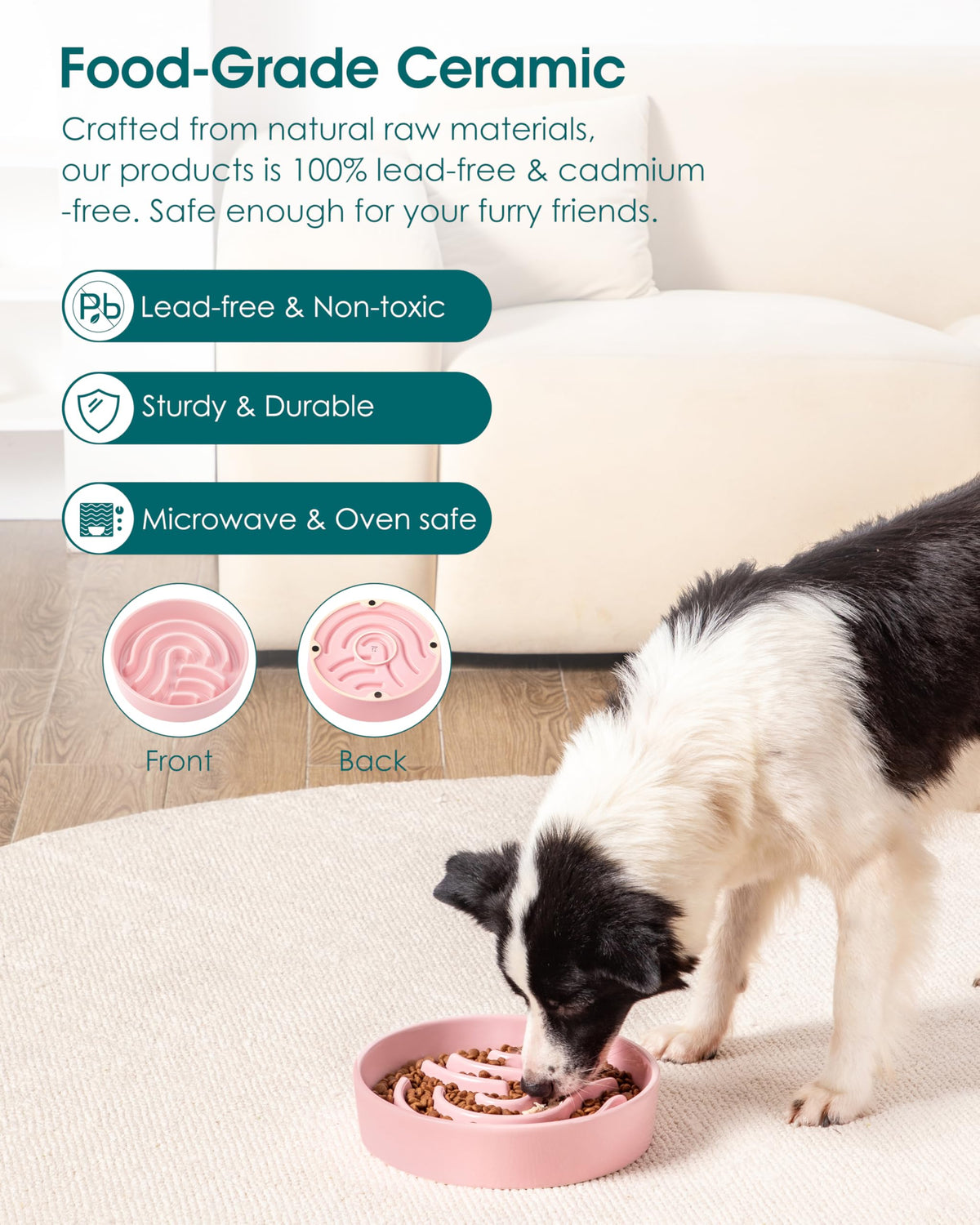 Slow Feeder Dog Bowl (Pink / 3 Cups)