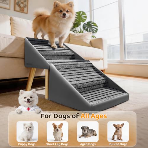 Dog Stairs for Small Dogs (Gray / 17in Couch)