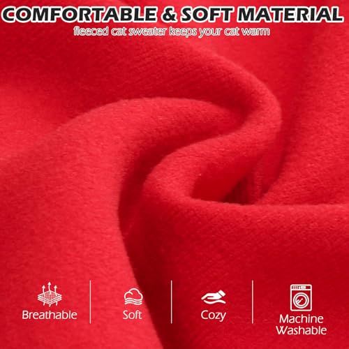 Cat Sweater Warm Fleece Pet Clothes for Cats Only (Red / Medium)