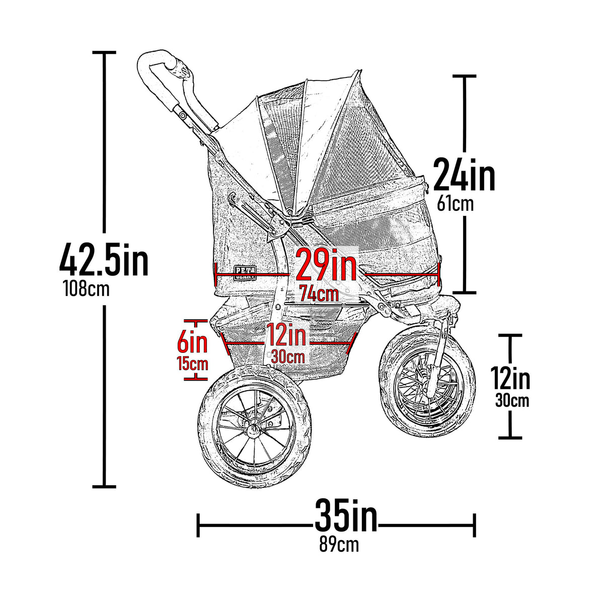 No Zip Jogger Pet Stroller for Cats (Green Mountains - Extra Large)