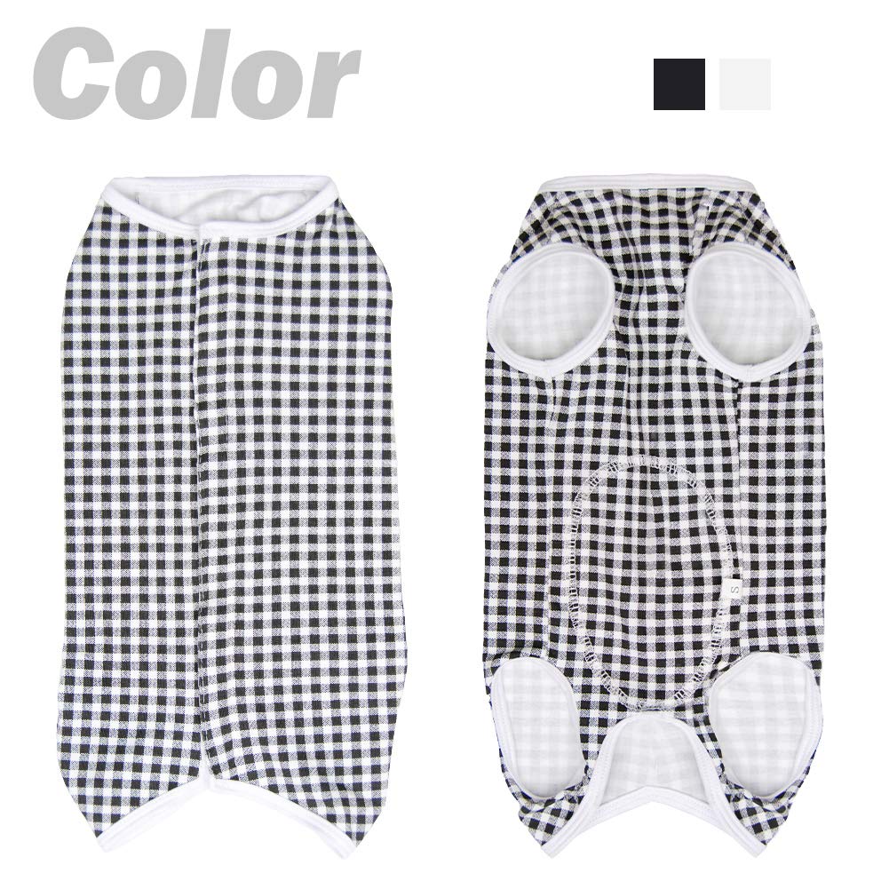 Dog’s Recovery Suit Post Surgery Shirt for Puppy (XX-Small / black white plaid)