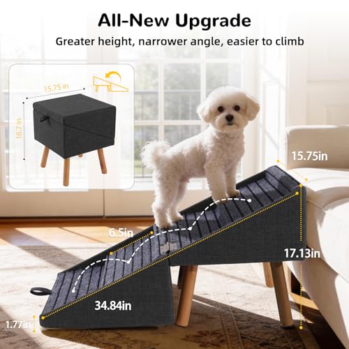 17.13" H Dog Ramp for Couch (Matte Black / XL(17.13”H))