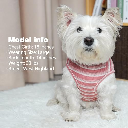2Pack Waffle Dog Shirt for Large Dogs Striped Dog Sweater Tank Top (XXX-Large (55-75lbs) / 2Pack(Pink+Striped))