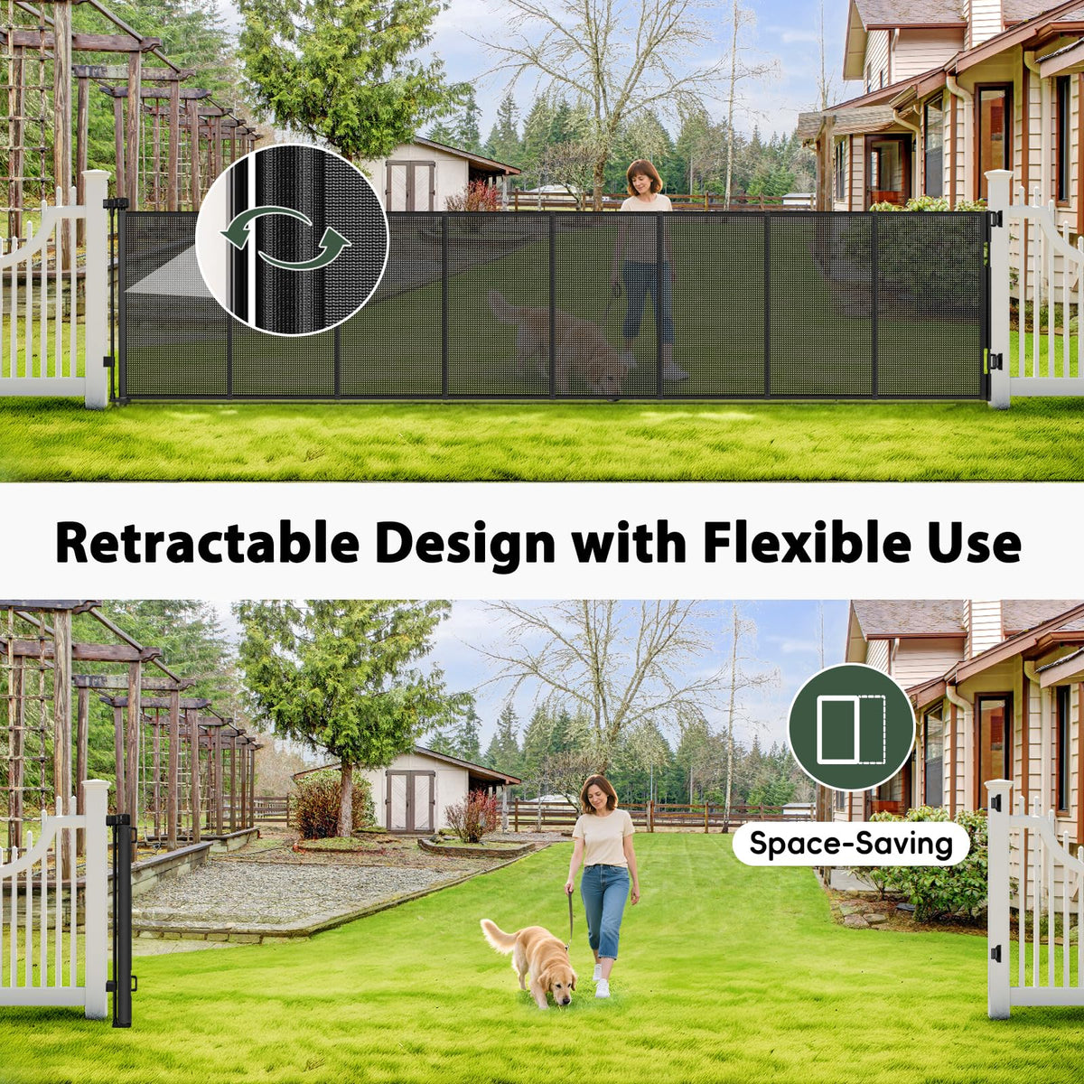 250" Extra Wide Baby Gate Retractable Dog Gate for Deck (Black / (48" Tall x 250" Wide))