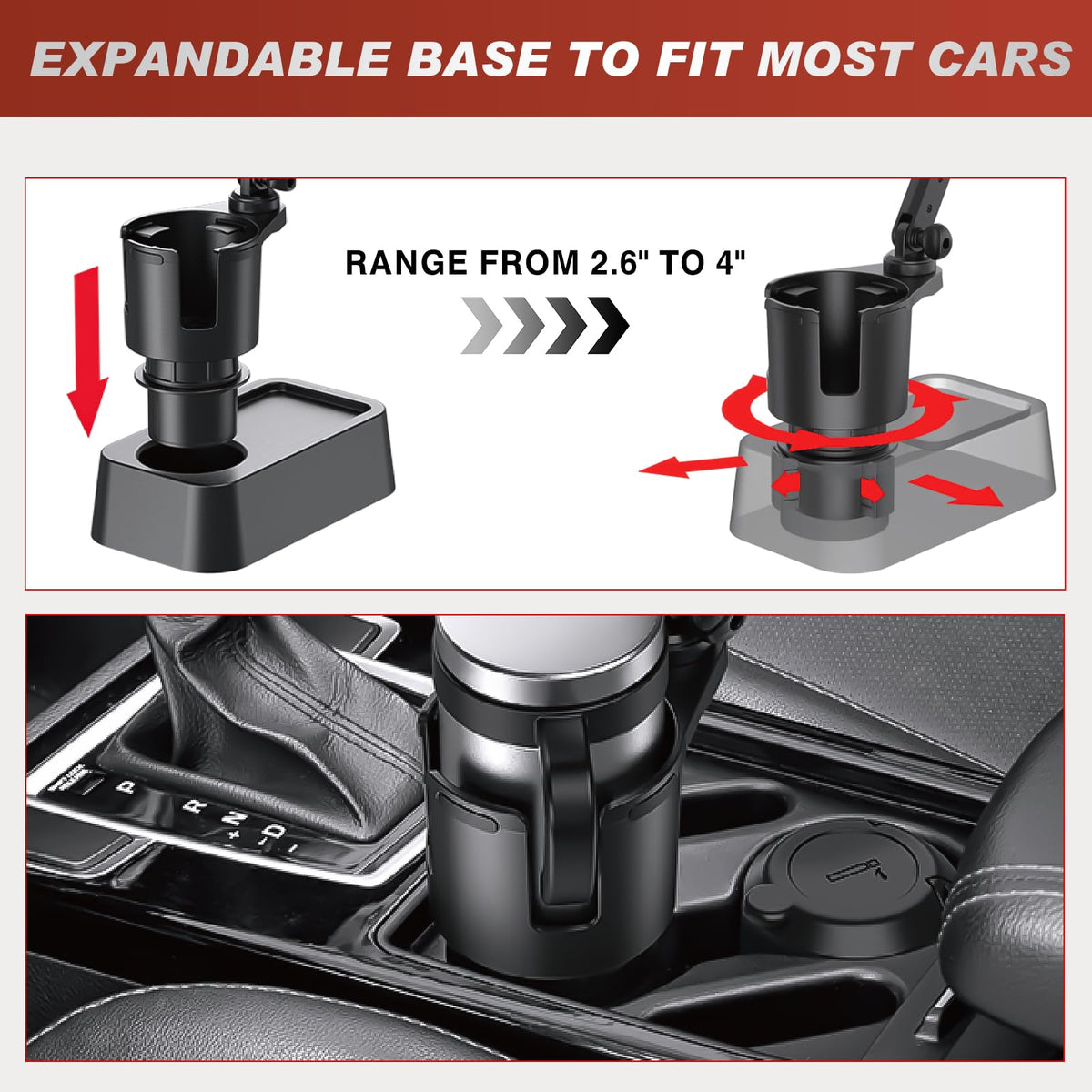 Cup Holder Expander for Car (Cup Holder+Tray)