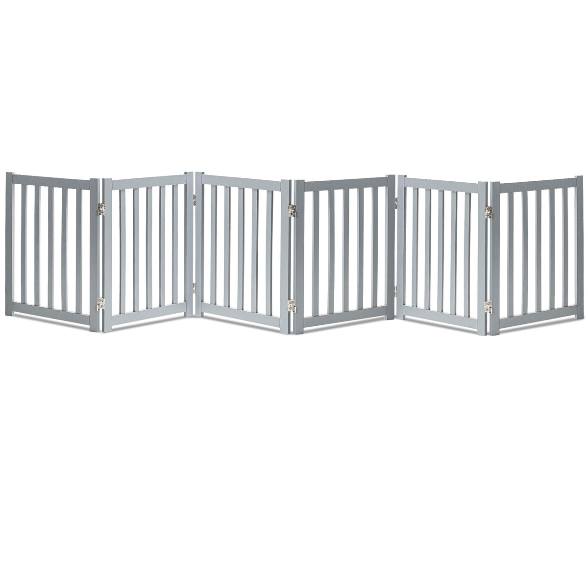 Wooden Free Standing Dog Gate 120" W x 24" H (Gray / 120"W x 24"H)