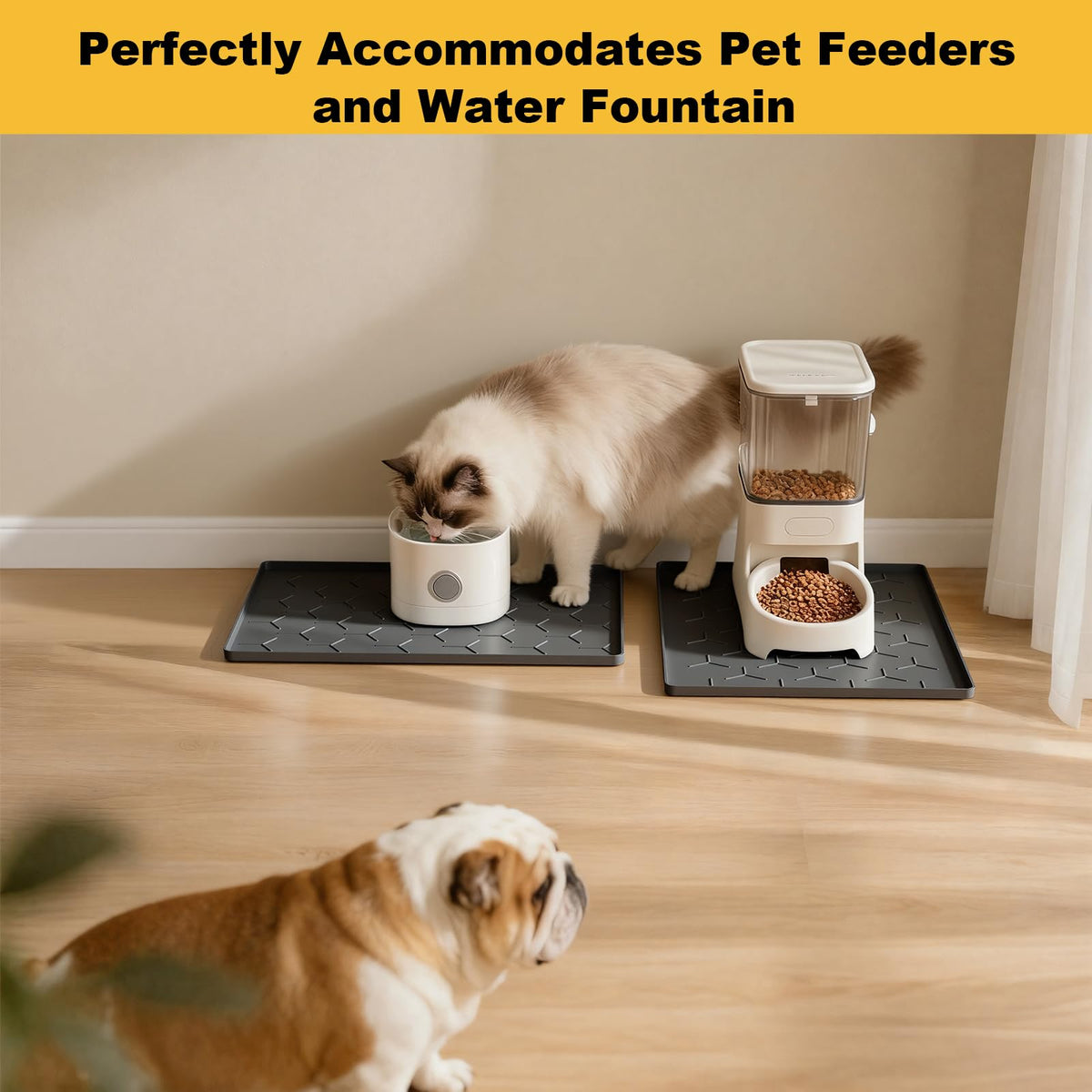 Silicone Dog Cat Food Bowl Mat (S-16''X12'' / Dark Gray)
