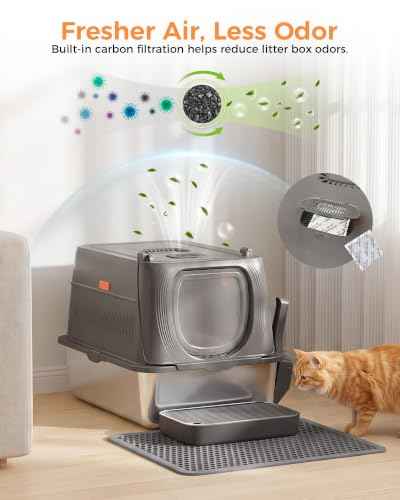 XL Stainless Steel Cat Litter Box with Lid (Gray / 24" L × 16" W × 16" H)