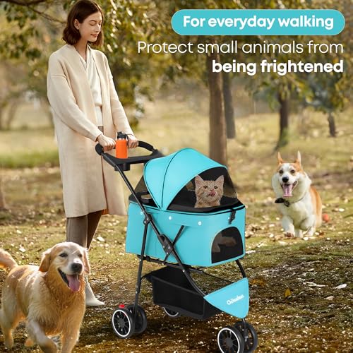 Pet Stroller Dog Stroller for Small Medium Dogs Cats (Mint Green)