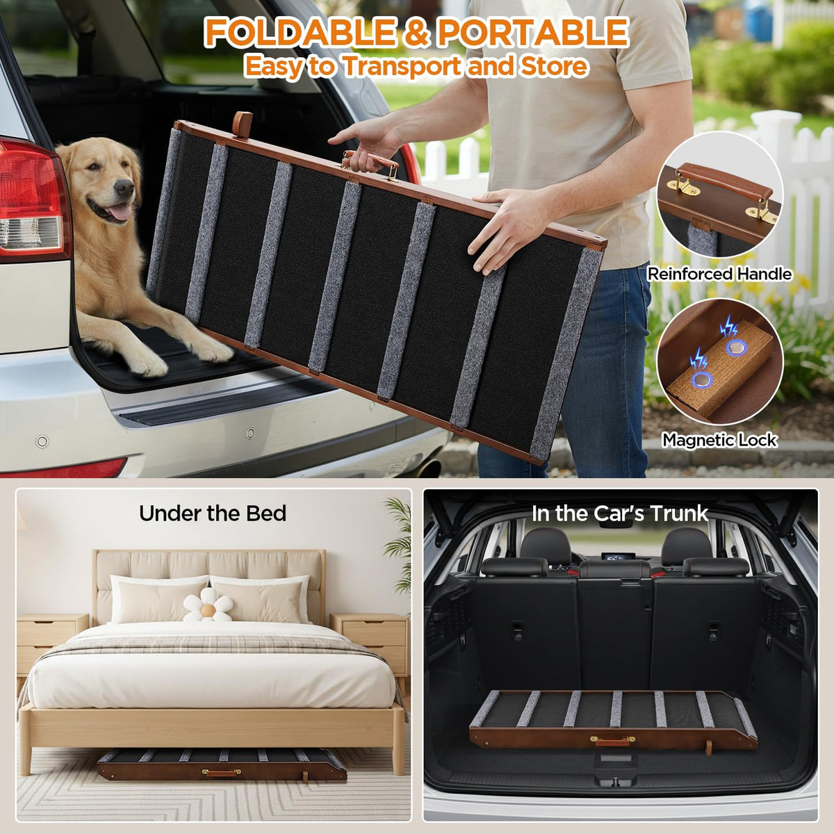 Dog Ramp for Bed (Black / Large)