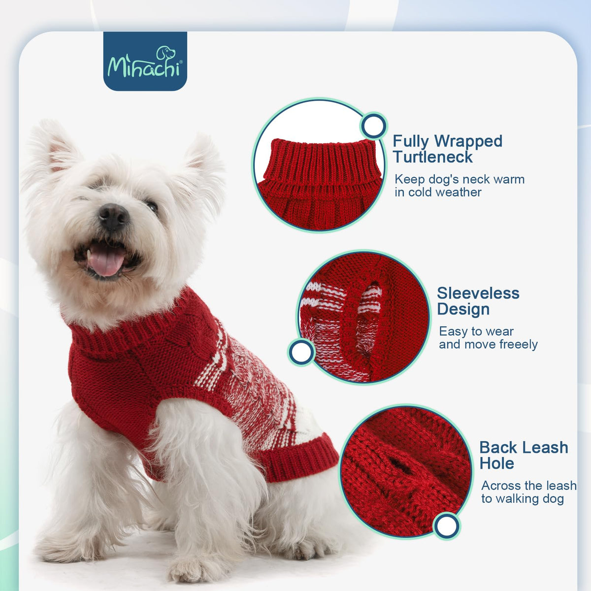 Soft Warm Dog Sweater for Small Dogs & Cats (X-Small / #1 Red)