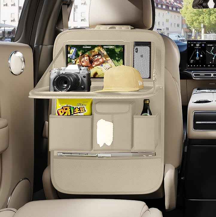 Back Seat Car Organizer 1 Pack (Beige / Plain weave)