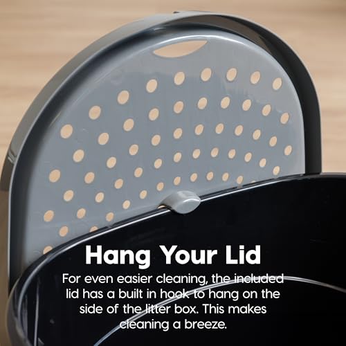 Top Entry Cat Litter Box (Oval / Black w/ Scoop)