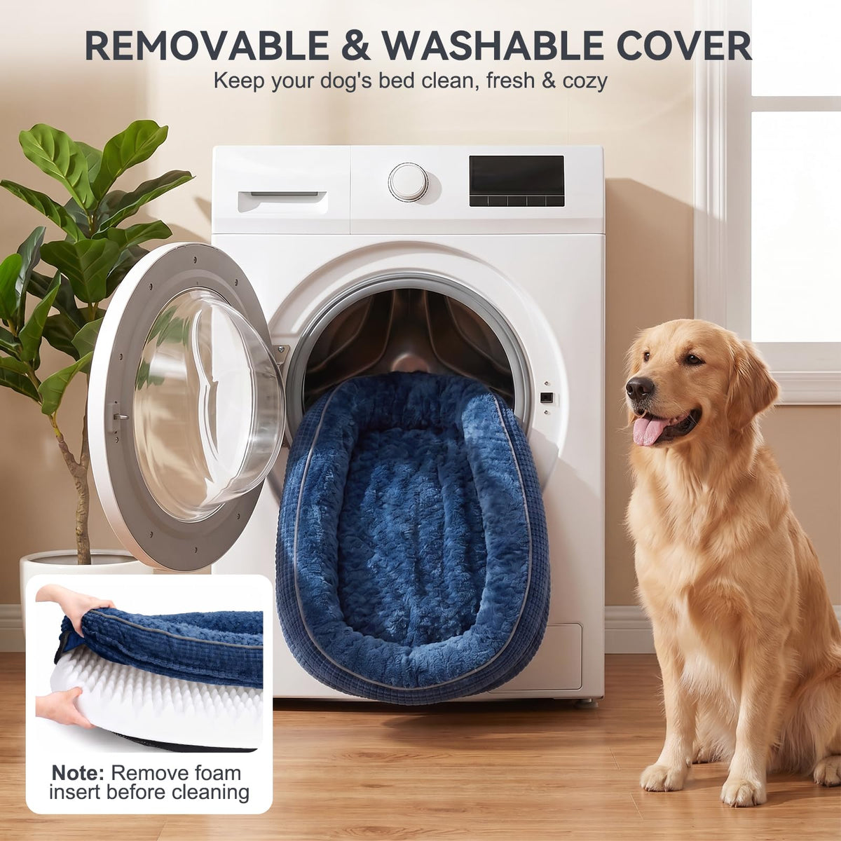 XL Orthopedic Dog Bed for Large Dogs (Navy Blue / 42"l X 32"w X 7.5"th)