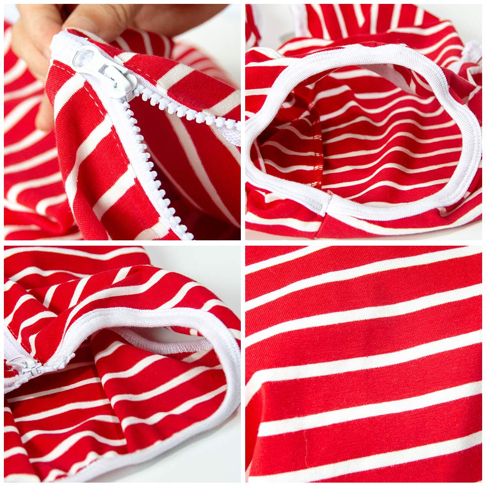 Dog’s Recovery Suit Post Surgery Shirt for Female Male Dog (4xl / red white stripe)