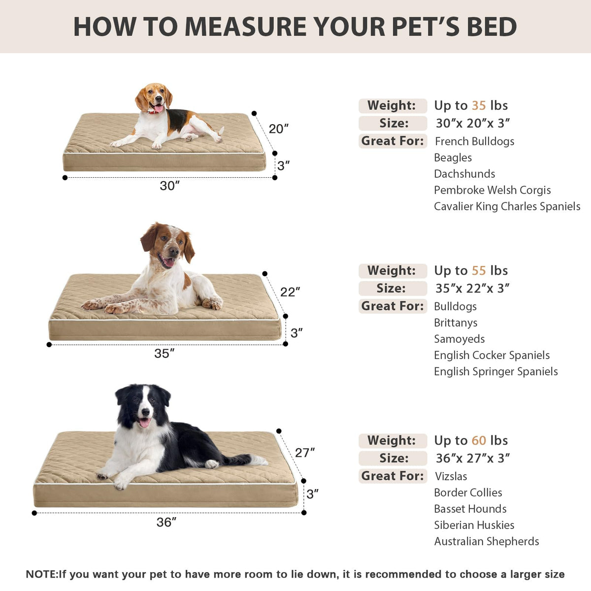 Orthopedic Waterproof Large Sized Senior Dogs Bed for Comfy Sleep (brown / 36"L x 27"W x 3"Th)