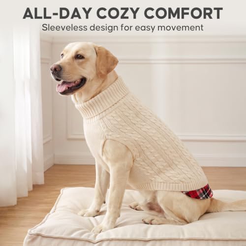 Dog Sweater for Medium Large Dogs Turtleneck Thick Knit Pullover (XX-Large (35-60lbs) / 3# Beige)