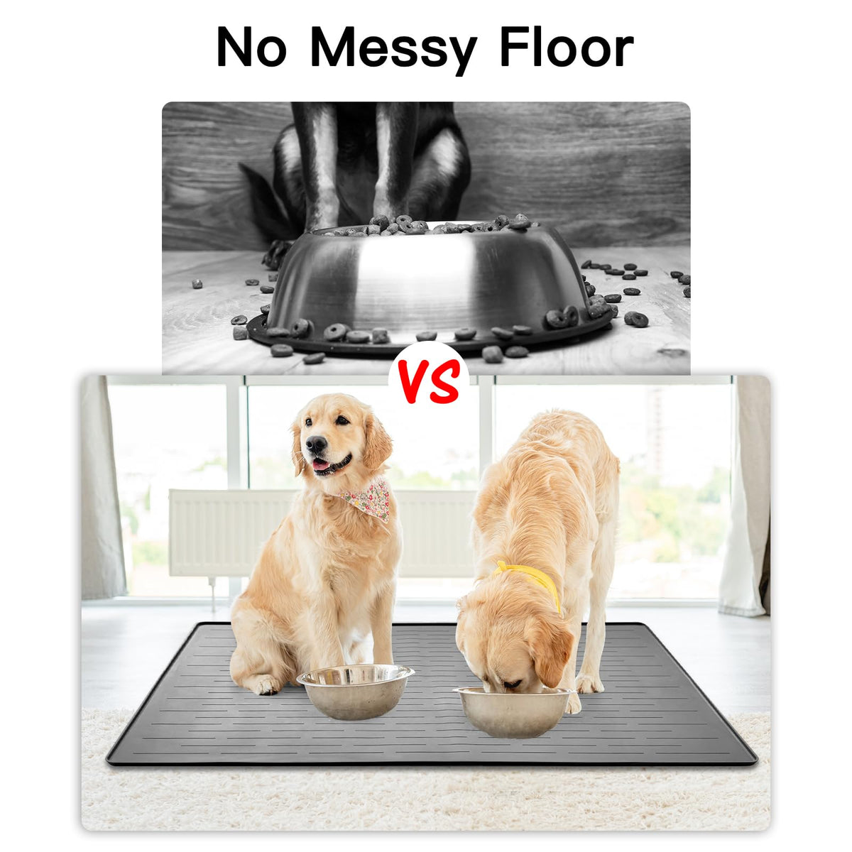 39.4"x29.5" Large Pet Food Mat (Black / 39.4"L x 29.5"W)
