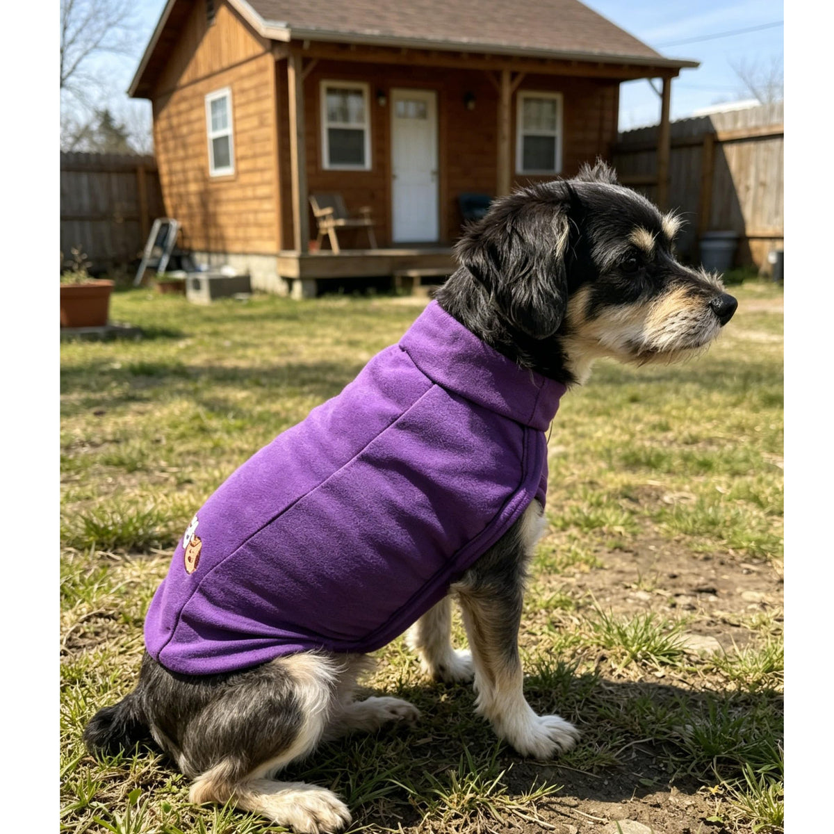 Turtleneck Dog Shirt Embroidery Soft Dog Sweatshirt Stretchy Striped Puppy Pullover (Pur SLS / X-Large)