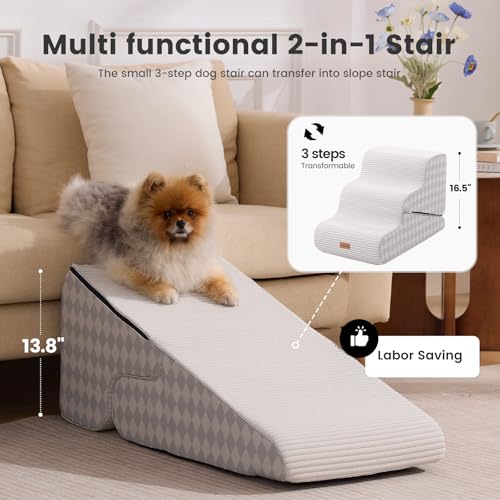 Dog Stairs for Small Dogs 16.5" H (Checked / 2 in 1 15.7"x26.7"x16.5")