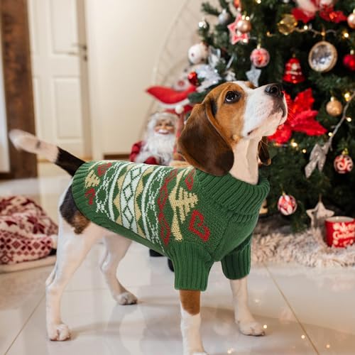 Ugly Christmas Dog Sweater with Leash Hole (Large / Green)