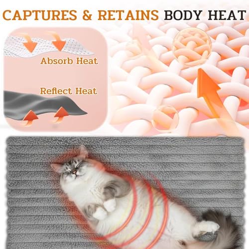 4Pcs Soft Plush Fluffy Self Warming Thermal Pet Mat for Dogs and Cats (Misty Gray / X-Large (45'' X 28'' X 1''))