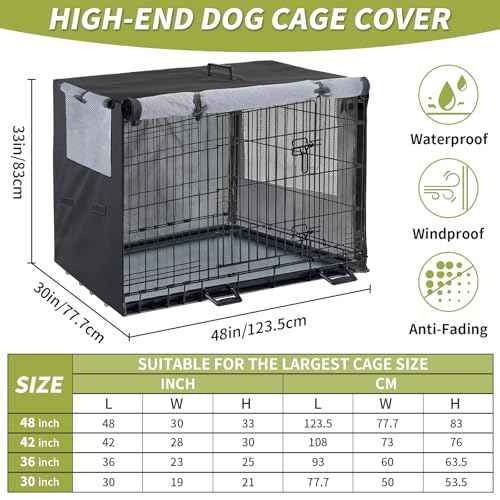 Dog Crate Cover 48 inch 1200D Heavy Duty Built (Black / 48.1"x 30.1" x 33")