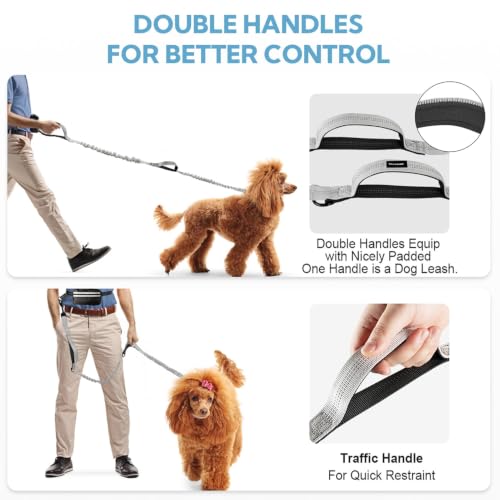 Hands Free Dog Leash with Pouch (Slivery)
