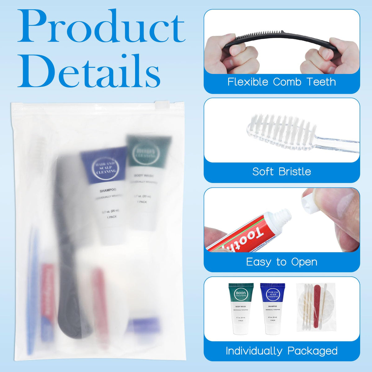 Toiletry Kits Travel Essentials Disposable Hygiene Bulk 8