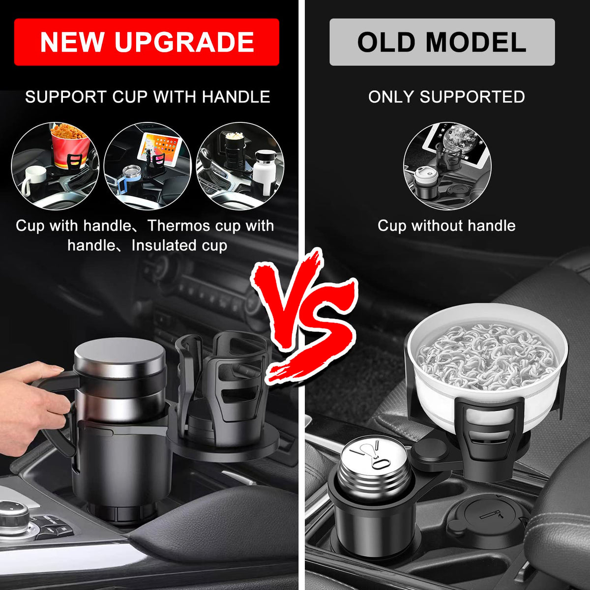 Cup Holder Expander for car 2 in 1 Multifunctional Car Cup Holder Extender Adapter with Adjustable Base Compatible with Hydro Flask (L)