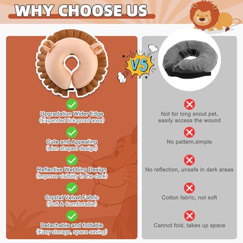 Inflatable Dog Cone Collar Alternative After Surgery (Lion Brown / XL (Neck:18-21in))