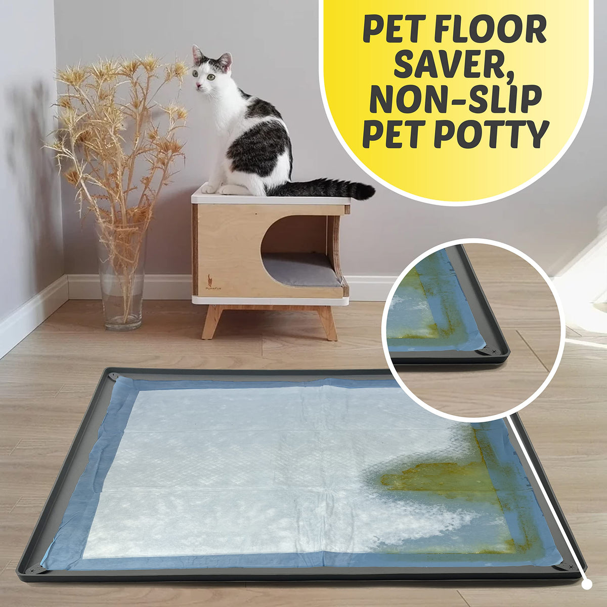 Dog Pee Pad Holder Tray Fits for 28” x 34” Pee Pads (34 x 28 Inches - 2 Pack / Grey)