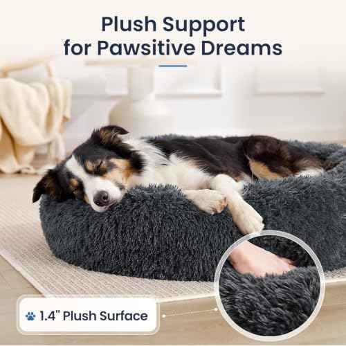 Calming Washable Dog Beds Large Sized Dog (Dark Grey / 36.0"L x 36.0"W x 8.0"Th(Removable))