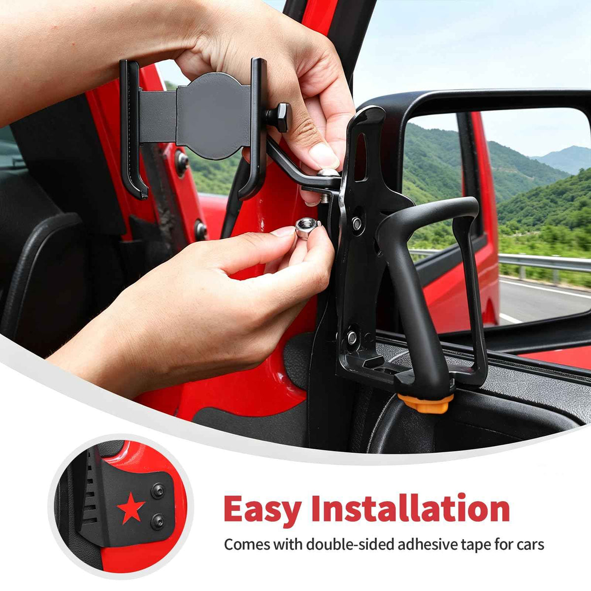 Door Cup Holder Expander Compatible with Jeep Wrangler JK JKU 2011 (Pair / 11-18)
