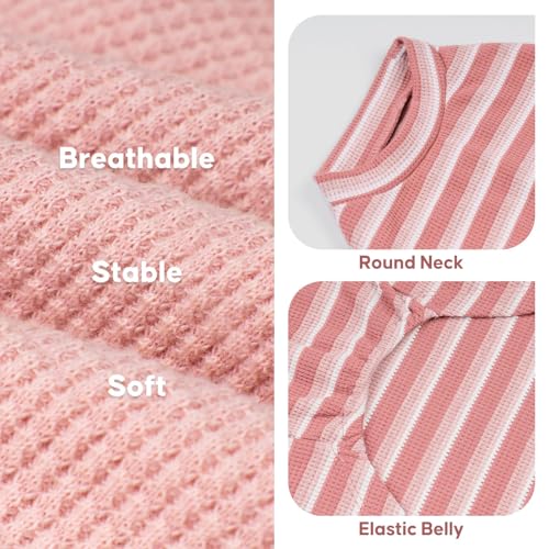 2Pack Waffle Dog Shirt for Large Dogs Striped Dog Sweater Tank Top (XXX-Large (55-75lbs) / 2Pack(Pink+Striped))