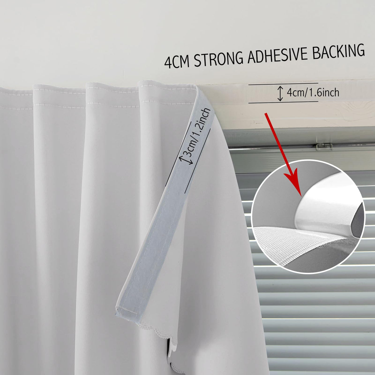 Blackout Curtains for Bedroom Sticky Curtain Blackout Window Cover Self Adhesive Curtains Rod No Drillng (47"W x 59"L (Pack of 1) / Light Grey)