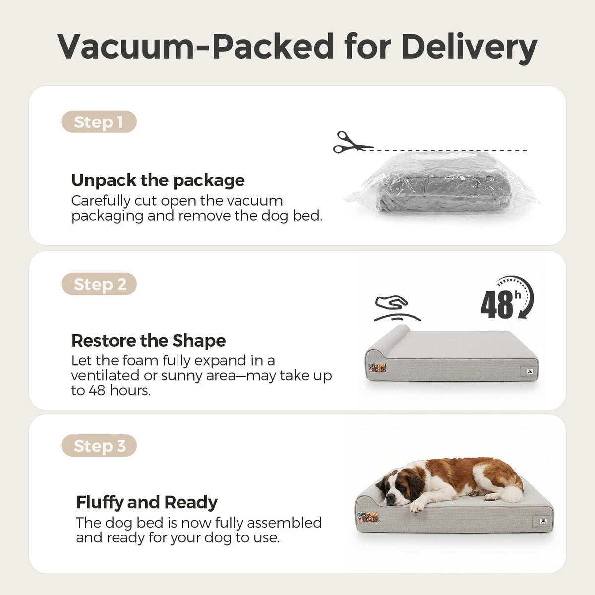 Orthopedic Dog Beds for Extra Large Dogs (Style B-Light Grey / X-Large)