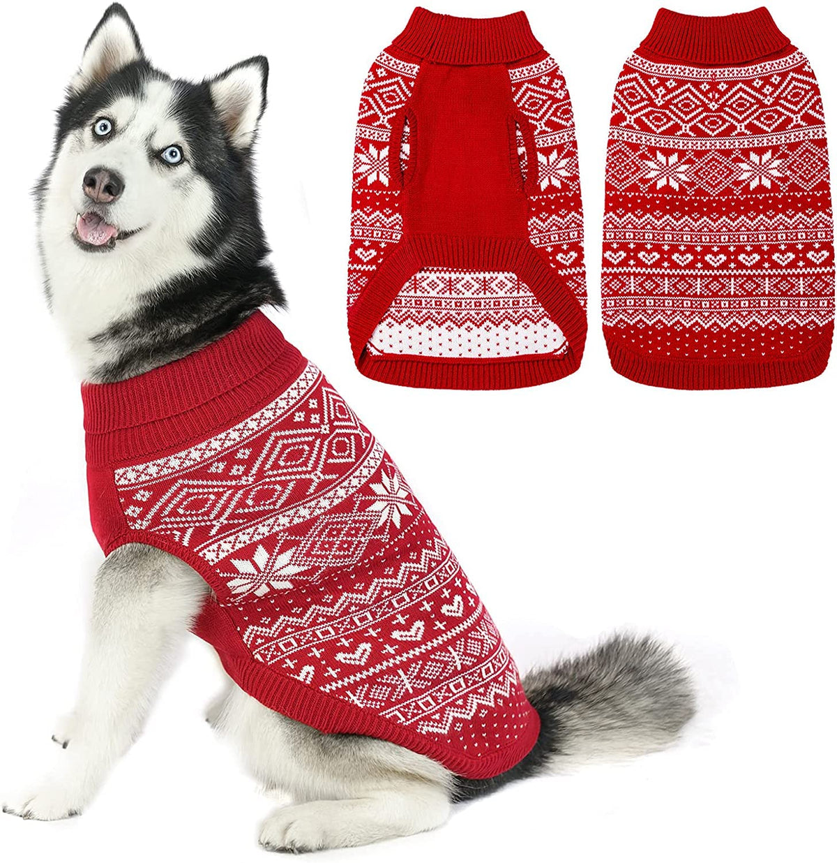 Dog Sweater Argyle (Red / Large)