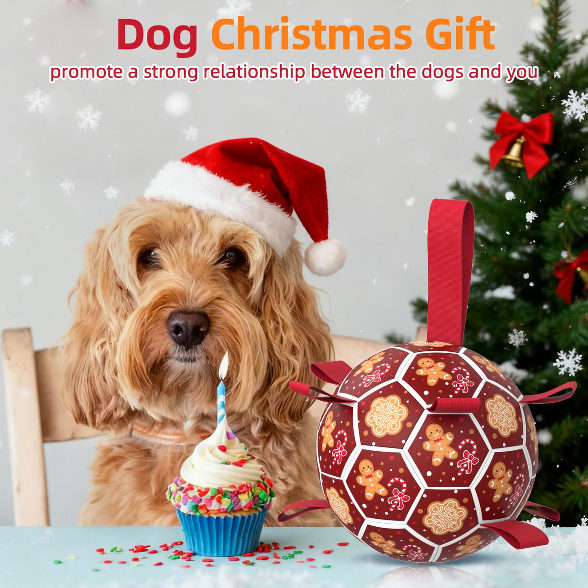 Dog Soccer Ball with Straps (7 Inch / Christmas)
