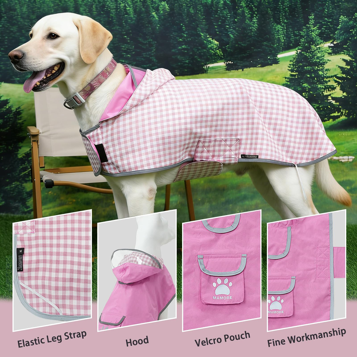 Waterproof Dog Raincoat Reversible (Rose Pink / Small(9-13lb))
