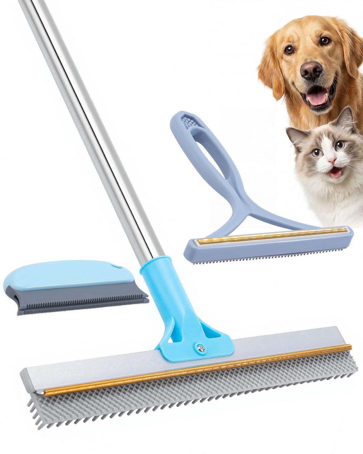 Carpet Rake for Pet Hair Removal (Silver)