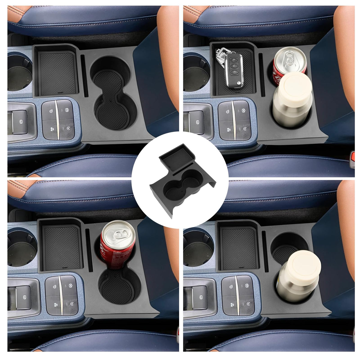 LUWU Center Console Cup Holder Organizer Tray Compatible with 2022 2023 2024 2025 Ford Maverick Truck Cup Holders Insert Expander Organizer Tray Drink Holder with Mat Ford Maverick Accessories (2 in 1 Front Cup Holder)