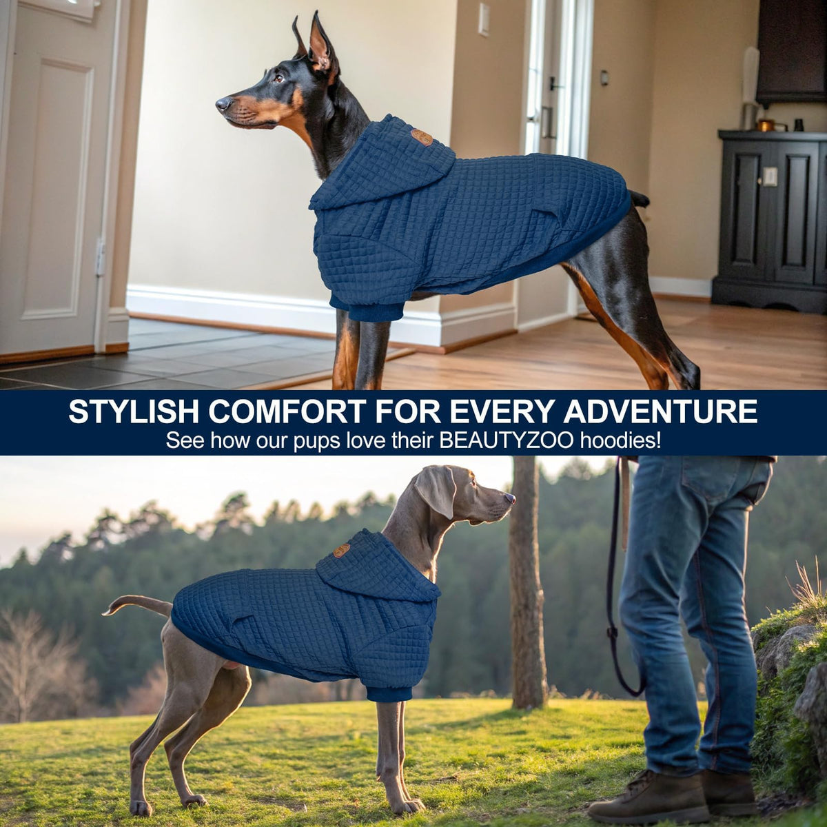 Dog Hoodies Sweater for Large Dogs (Navy Blue / L (Back: 20",Chest: 28", Neck: 17"))