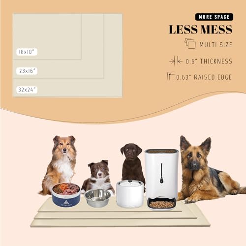 23x16 Waterproof Silicone Dog Food Mat (Sand Beige / 23" x 16")